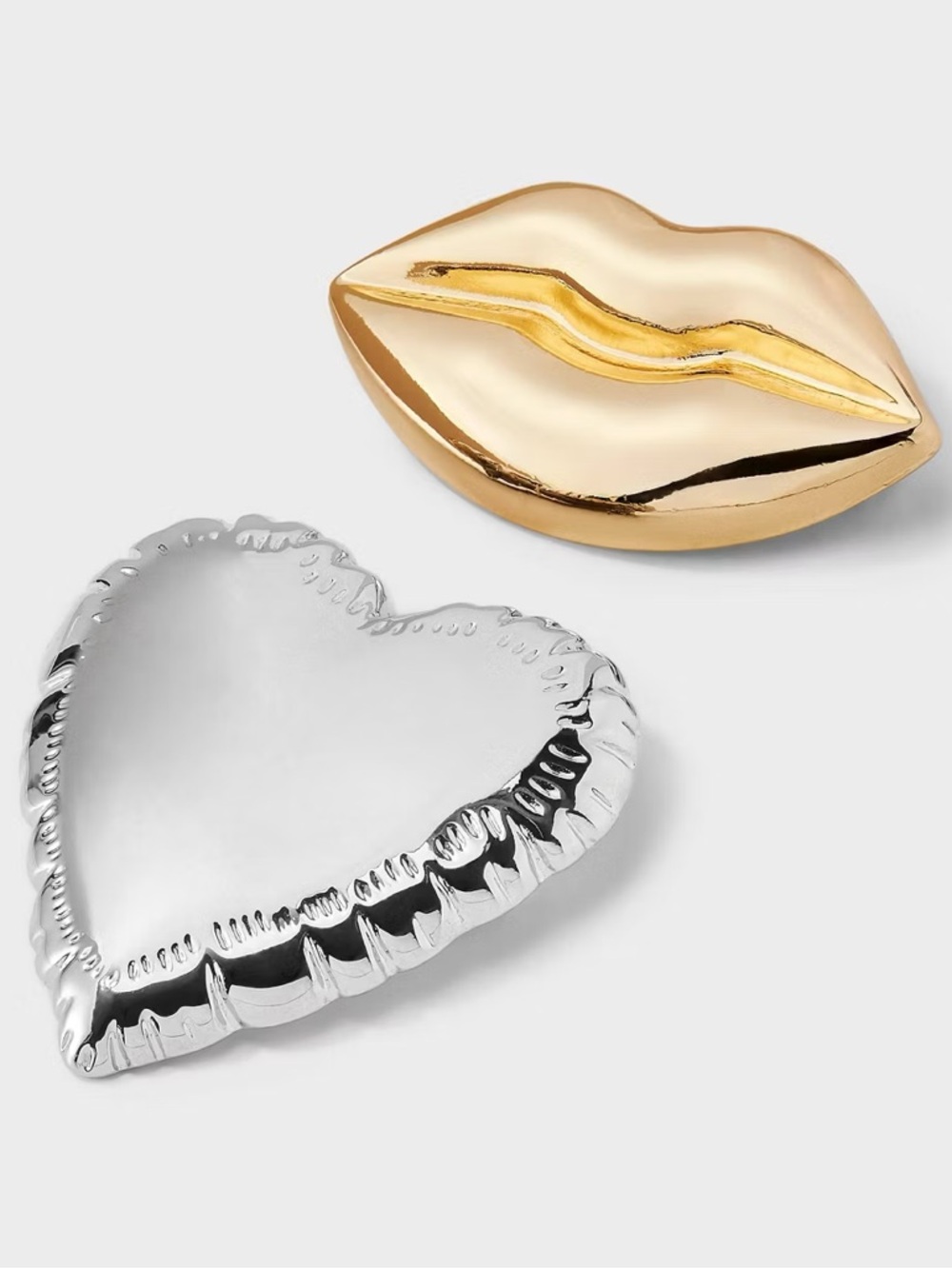 NWT Heart & Lips Brooch 2pc Set - A New Day™ Gold/Silver 1.5 x 1.2 Inches